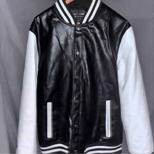 INC Black and White Varsity Jacket